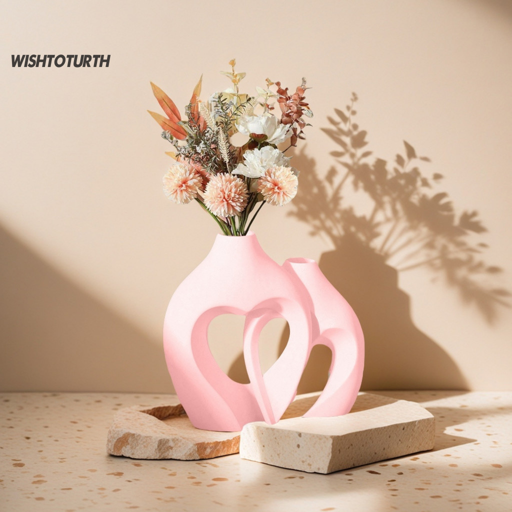 Stylish Home Decor Vase Durable Decorative 1 Pair Heart Shaped Hollow Set Minimalist Modern Nordic Boho Flower Vases for