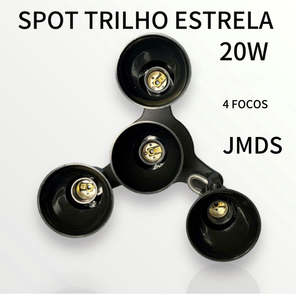 SPOT TRILHO ESTRELA 4 LAMPADAS DIRECIONAVEIS DE PLASTICO 
