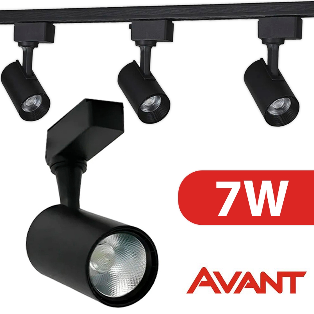 3x Spot Led Com Trilho 1 Metro Eletrificado Branco 7W Interno Luz Branco Frio 6500K Bivolt AVANT