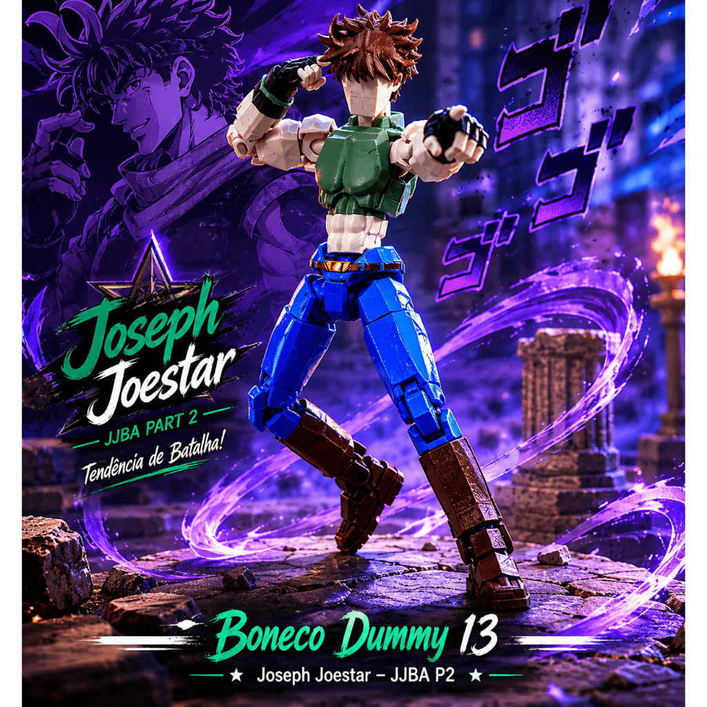 Boneco Dummy 13 Joseph Joestar JJBA P2 Tendência de Batalha Brinquedo Articulado - Entregue Montado