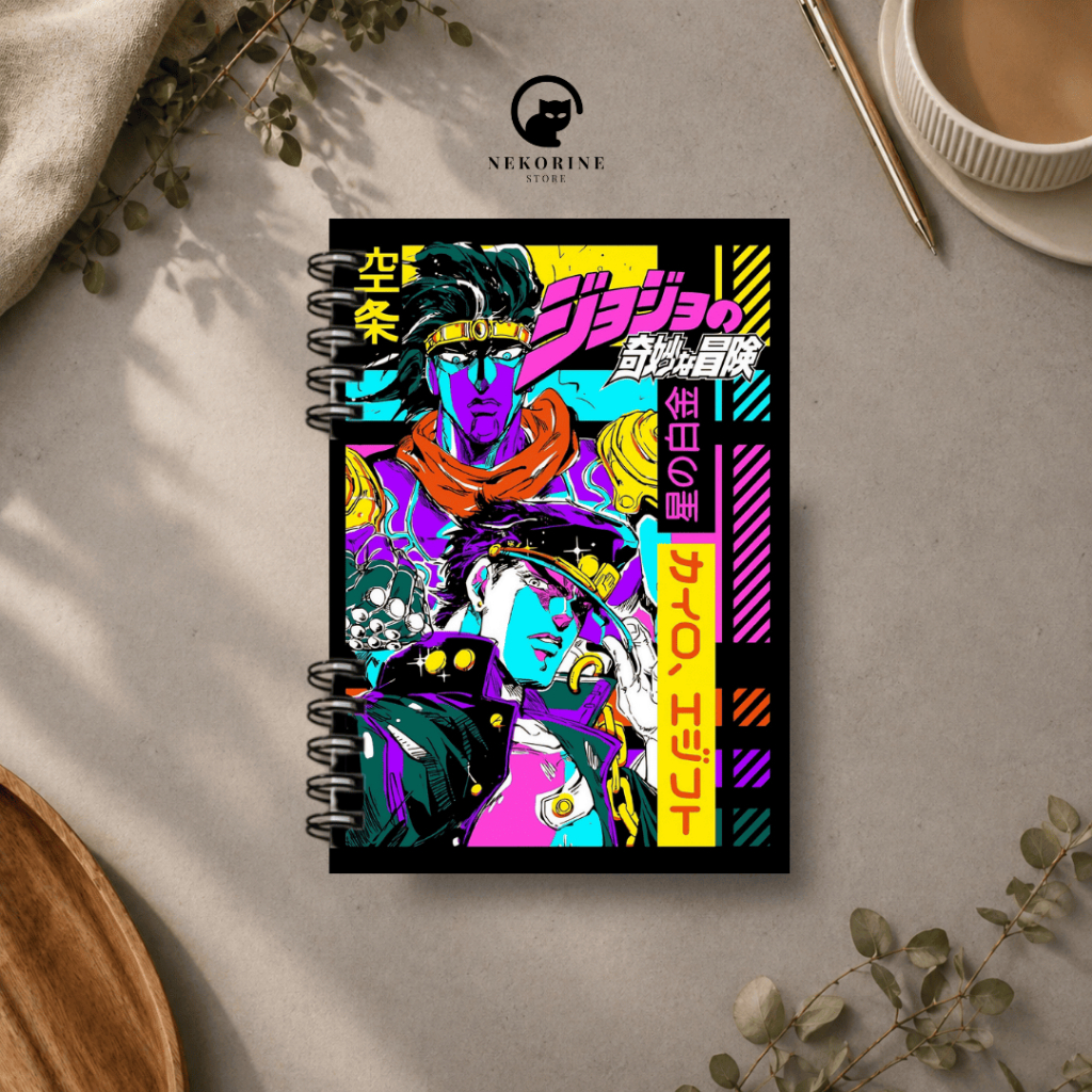 Caderno A5 Jotaro JJBA Capa Dura – Miolo Pautado ou Sem Pauta 90g/180g Sketchbook Anime