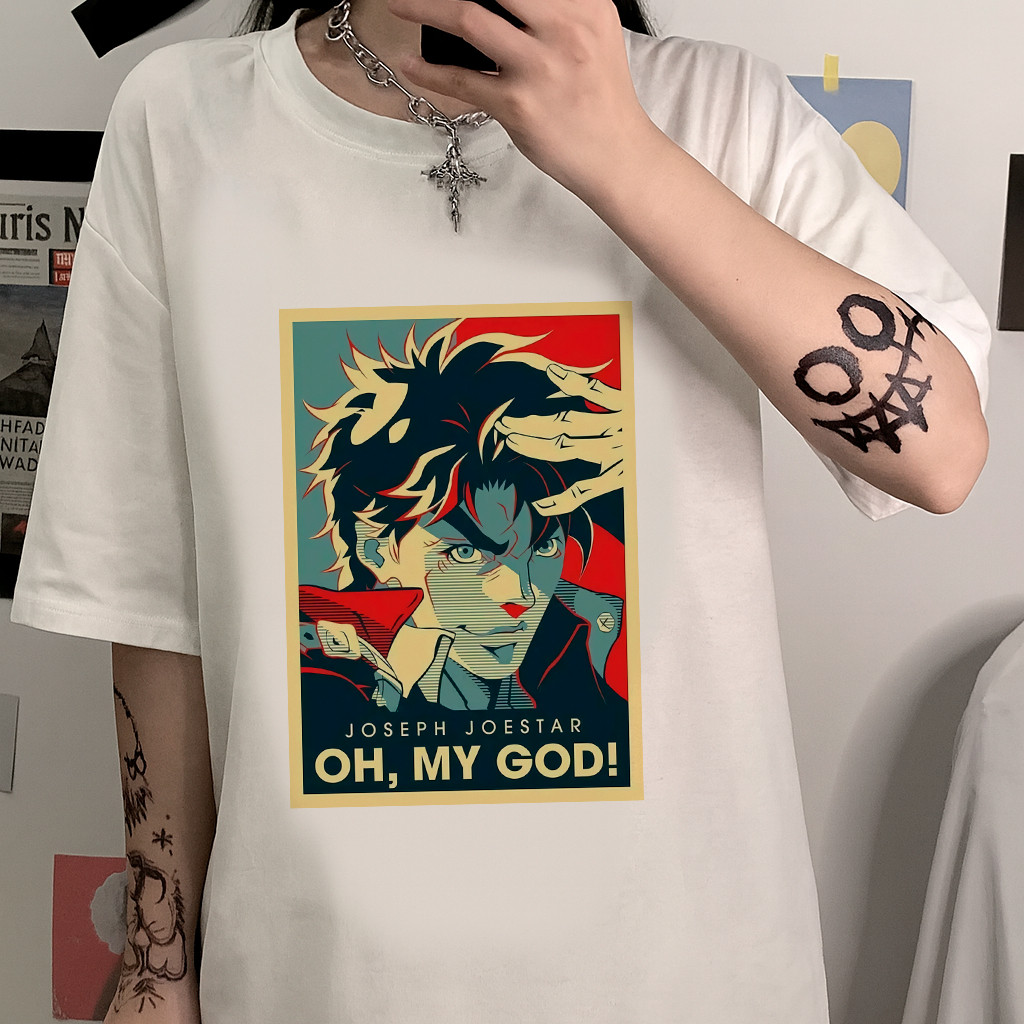 [Camiseta Premium em Algodão Puro]BOW JoJo's Bizarre Adventure Joseph Joestar - Anime Unissex JJBA