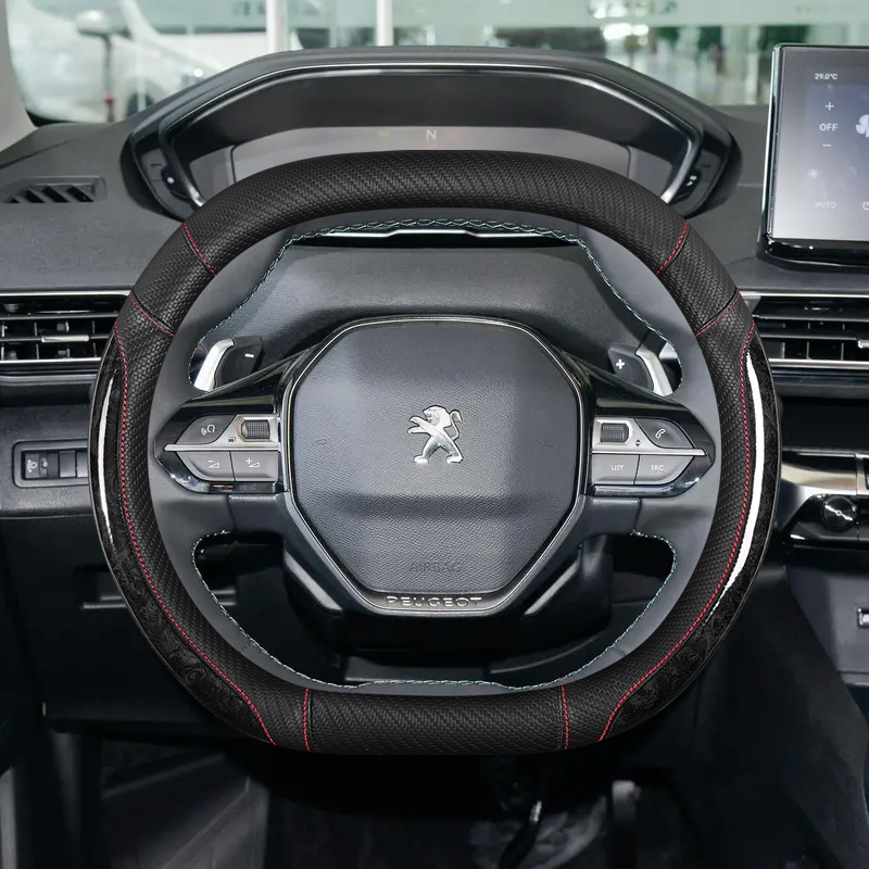 Capa De Couro Para Volante De Carro , Grão De Madeira De Mogno , Peugeot 508 3008 GT 4008 5008 2017 2018 2019 E 2008 202