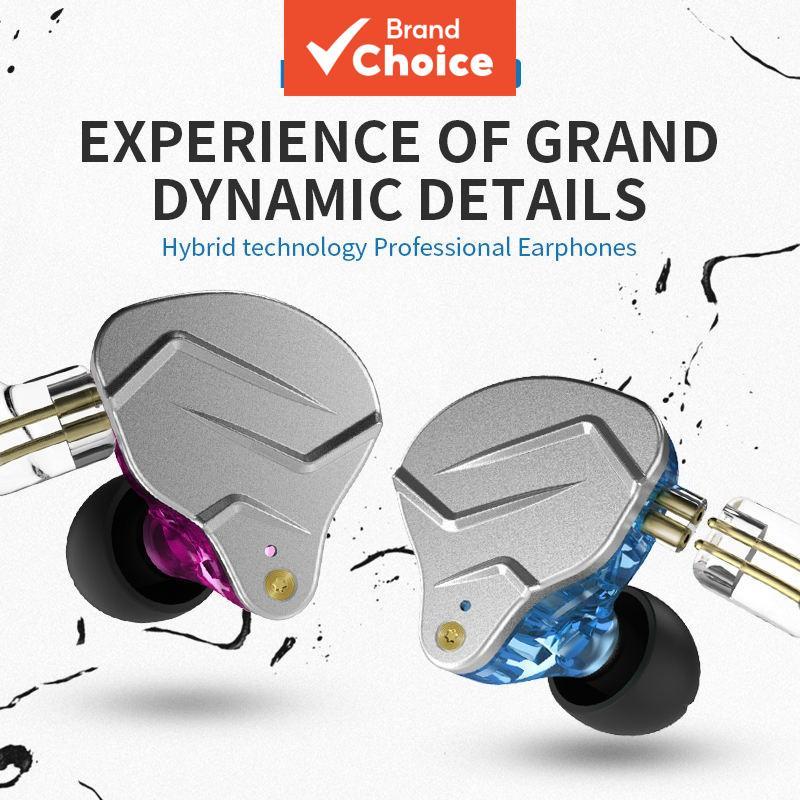 Fones De Ouvido KZ ZSN PRO [Cinza Sem Microfone] Com Tecnologia Híbrida 1BA + 1DD HIFI Metal Bass Sport Cancelamento De