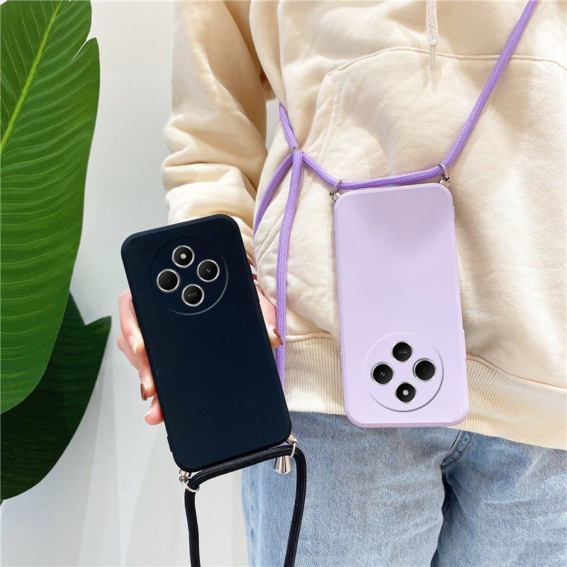 Para Xiaomi Mi 14T Pro 14TPro 5G Redmi 14C 4G Capa De Silicone Com Alça De Pescoço Corda Telefone
