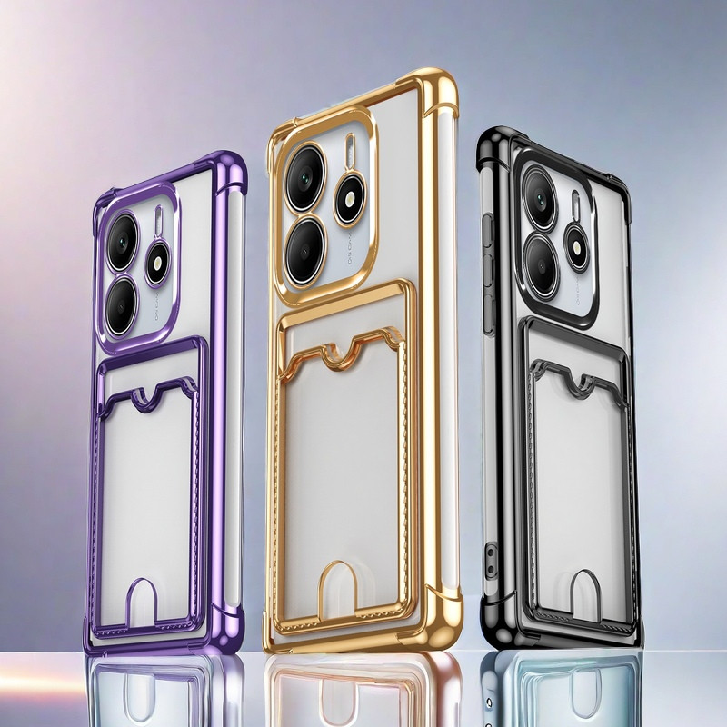 Capinha de Celular Porta Cartão Para Xiaomi Mi 14T Pro Poco X6 X5 Pro C75 C65 Redmi 14C 13C Note 14 13 12 11 Pro Plus