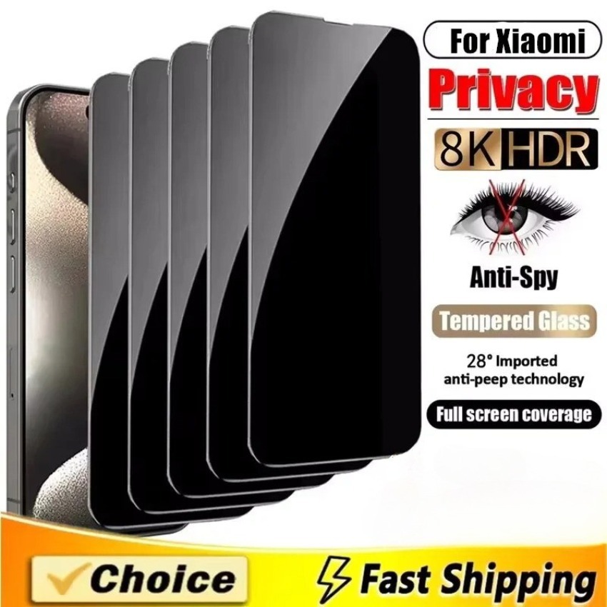 Vidro Temperado De Privacidade Xiaomi 17T 15T 14T 13T Redmi Note 15 14 13 17C 15C A7 Poco C85 X8 F8 Pro Max Protetor De
