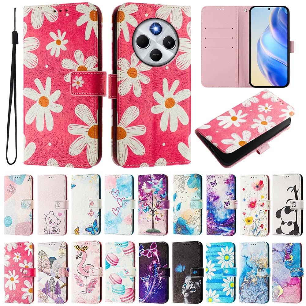 Capa De Couro Para Xiaomi 14T Pro Redmi Note 14 5G 14C Flip Carteira Slot Cartão Titular Dos Desenhos Animados Pintado T