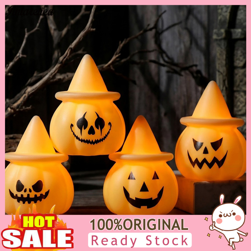 Witch Hat Pumpkin Decor Warm Glow Halloween Light Night Led Table Lamp Spooky Cartoon Decoration Battery for Home