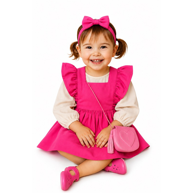 vestido menina pink  estilo boho linho