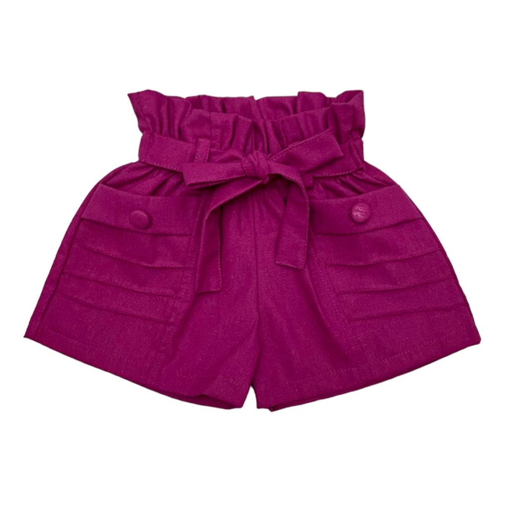Shortinho Short Infantil Linho Menina Infantil Mini Diva Blogueirinha