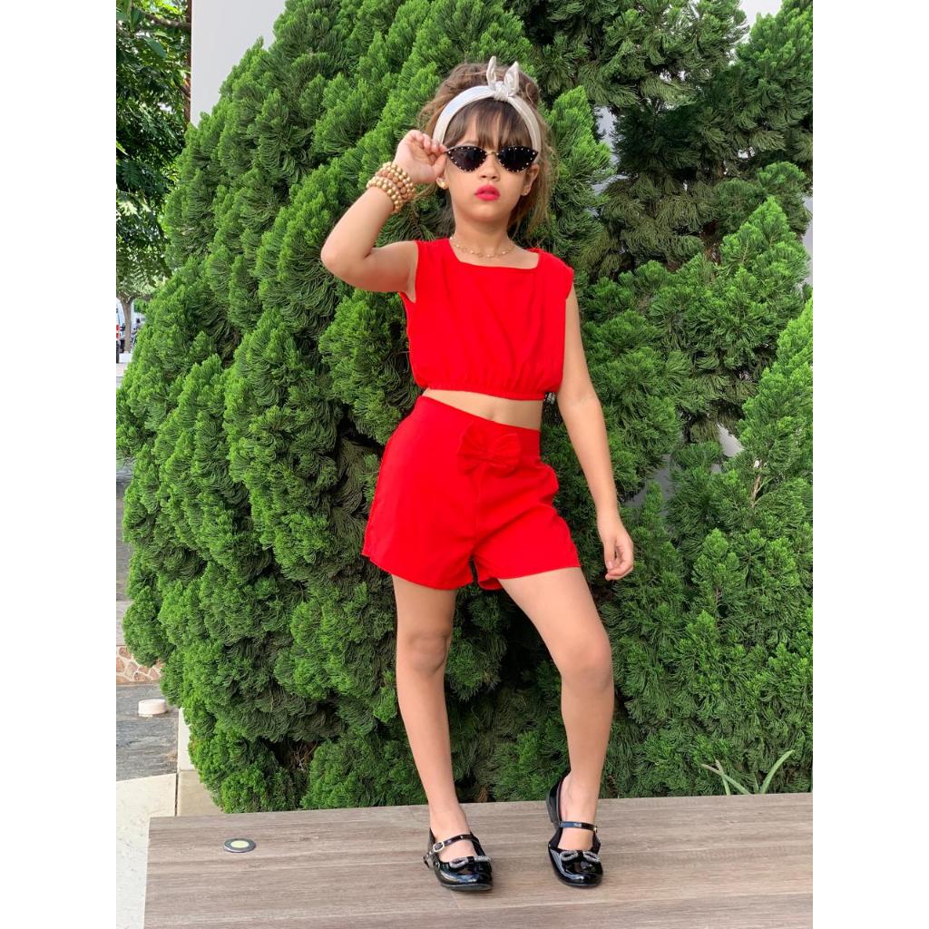 Roupa infantil menina conjunto viscose + linho envio imediato .