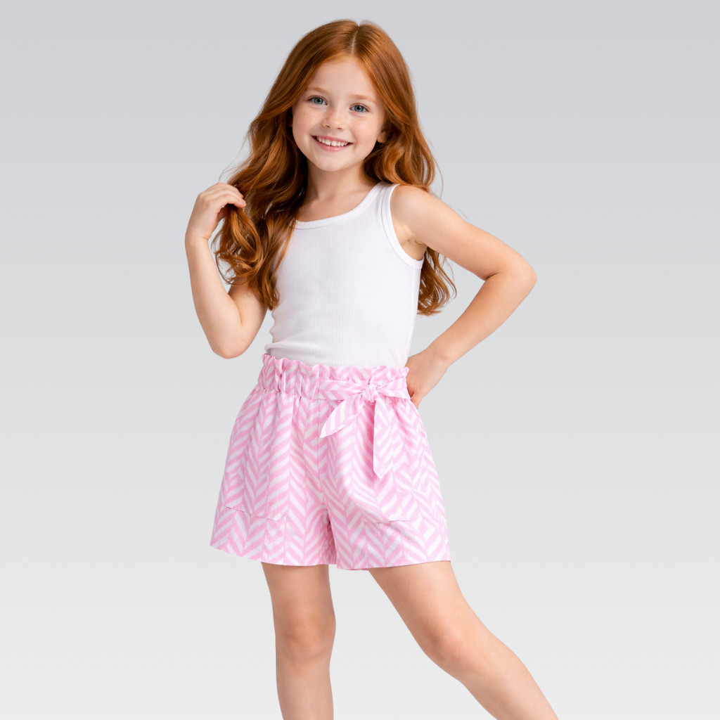 Shorts Infantil Menina Hering Algodão Linho Estampado