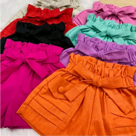 SHORT INFANTIL MENINA BLOGUEIRINHA DE LINHO
