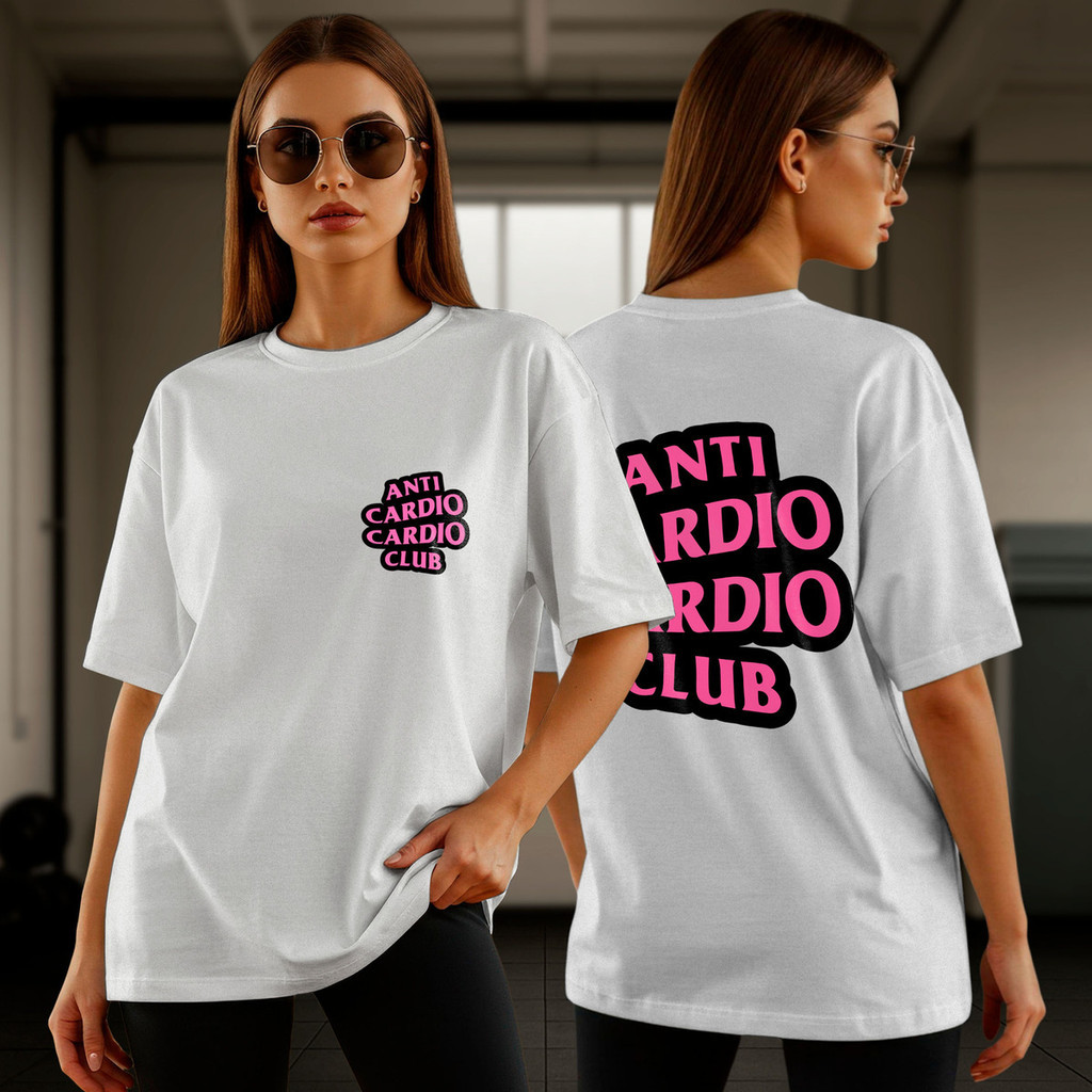Camiseta Feminina Oversized Anti Cardio 175 Fitness Camisetão Blusão Academia Casual Estilo Look