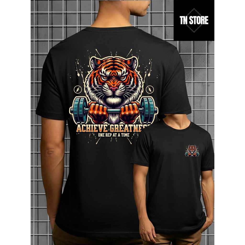 Camiseta Achieve Greatness Fitness Academia Camisa Blusa Unissex Masculino Feminino 100% Algodão Preto Branco Plus Size