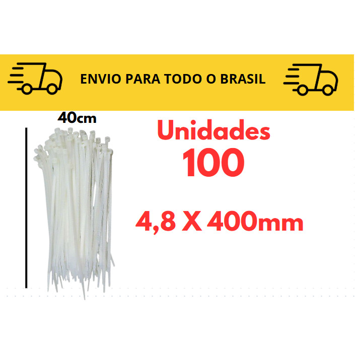 Kit Abraçadeira de nylon todos os tamanhos completo 100 unidades Preto ou Branco / Enforca gato