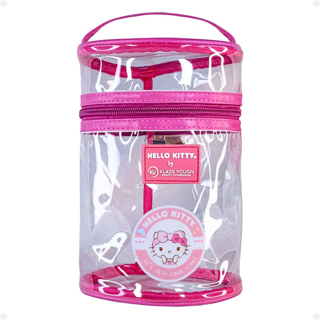 Necessaire Cilíndrica Transparente Hello Kitty by Klass Vough Rosa Kchk-06lr