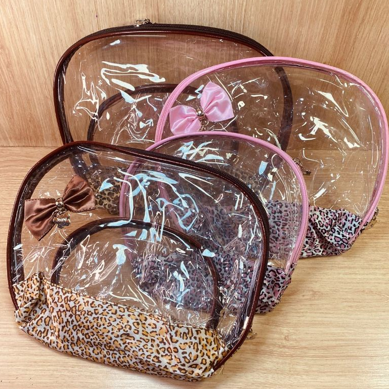 2 Necessaire Bolsa Organizador De Maquiagem E Cosméticos Viagem Transparente