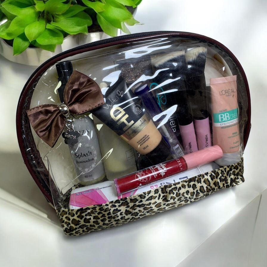 Necessaire Bolsa Organizador De Maquiagens E Cosméticos Transparente Para Viagem