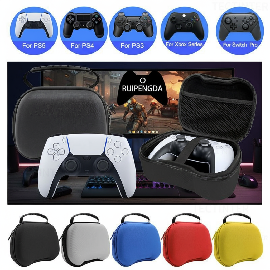 Hard Bag de Viagem para Gamepad Xbox Switch PS5 PS4, Estojo Portátil de EVA para Transporte em Carro