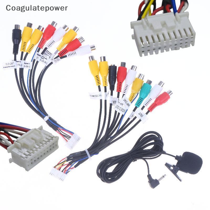 COA 1/2 Pçs Microfone 20 Pinos RCA Cabo Rádio Do Carro 3.5mm Subwoofer Fios Para Android Saída Estéreo Kit BR