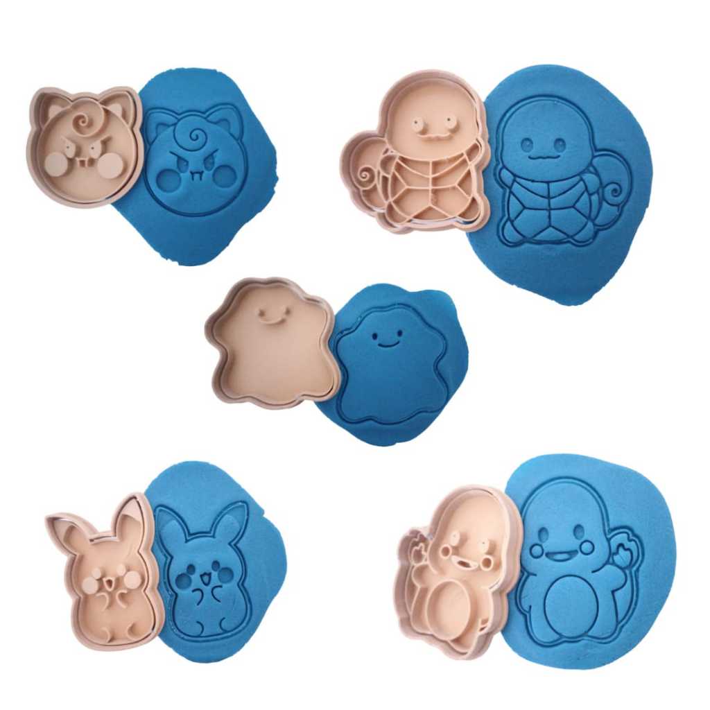 Cortador de Biscoitos / Massinha / Biscuit Pokémons Pikachu, Charmander, Ditto, Squartle e Jigglypuff