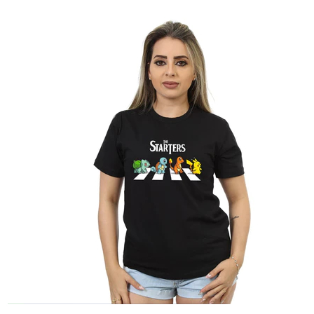 Camiseta Masculina The Beatles Pokémon Anime Charmander Pikachu 100% Algodão Camisa