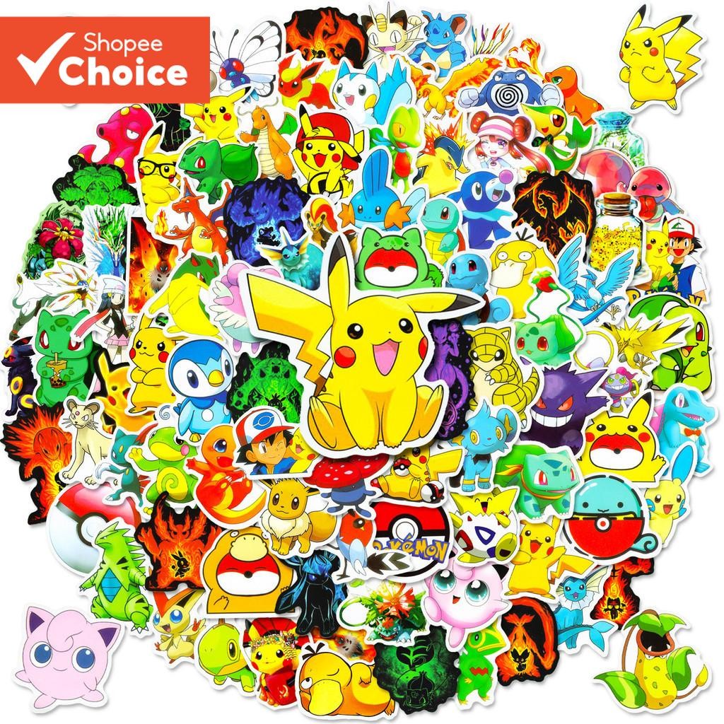 Anime Pokemon Bonito Pikachu À Prova Dwaterproof Água Graffiti Adesivos 100/50 Pçs Para Capacete Bicicleta Mão Conta Láp