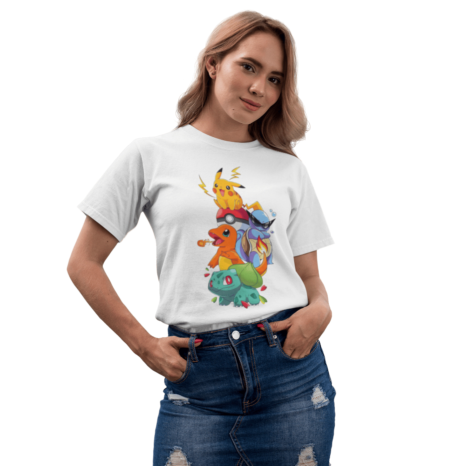 Camisa T-Shirt Feminina Pókemon Desenho Animado Várias Estampas Pikachu