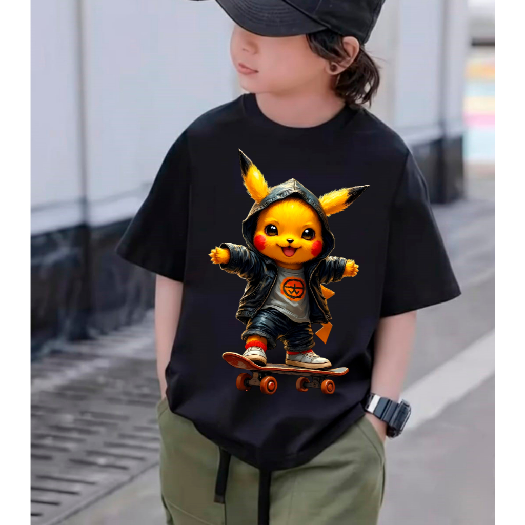 Camiseta Infantil Pikachu Pokémon Estampada 100% Algodão Confortável Anime Geek Unissex Casual Presente Premium