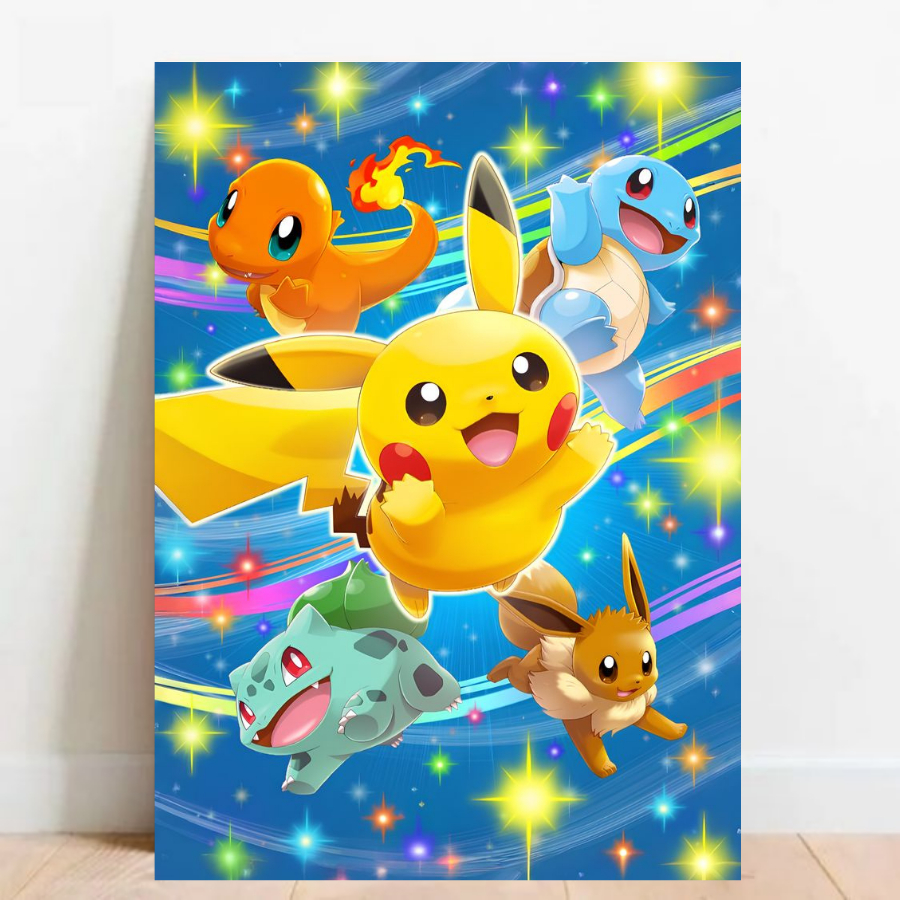 Quadro Placas Decorativas geek Pokemon Bulbasauro Pikachu Games Artes animes 029