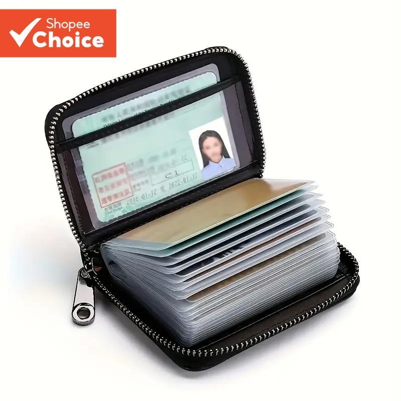 Carteira Portátil De Couro PU Com Zíper Porta Cartão Bolsa Presente Ideal Masculino