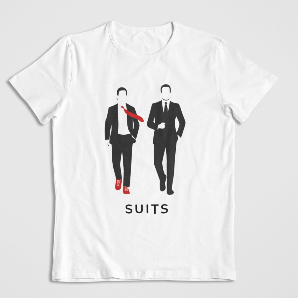 Camiseta Tshirt Série de Tv Sobre Direito e Advogados Suits Homens de Terno Harvey Specter e Mike Ross