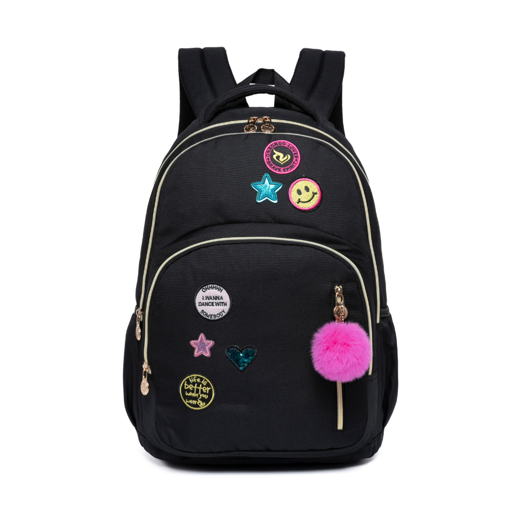 Mochila Preta Onbongo Feminina Reforçada Passeio