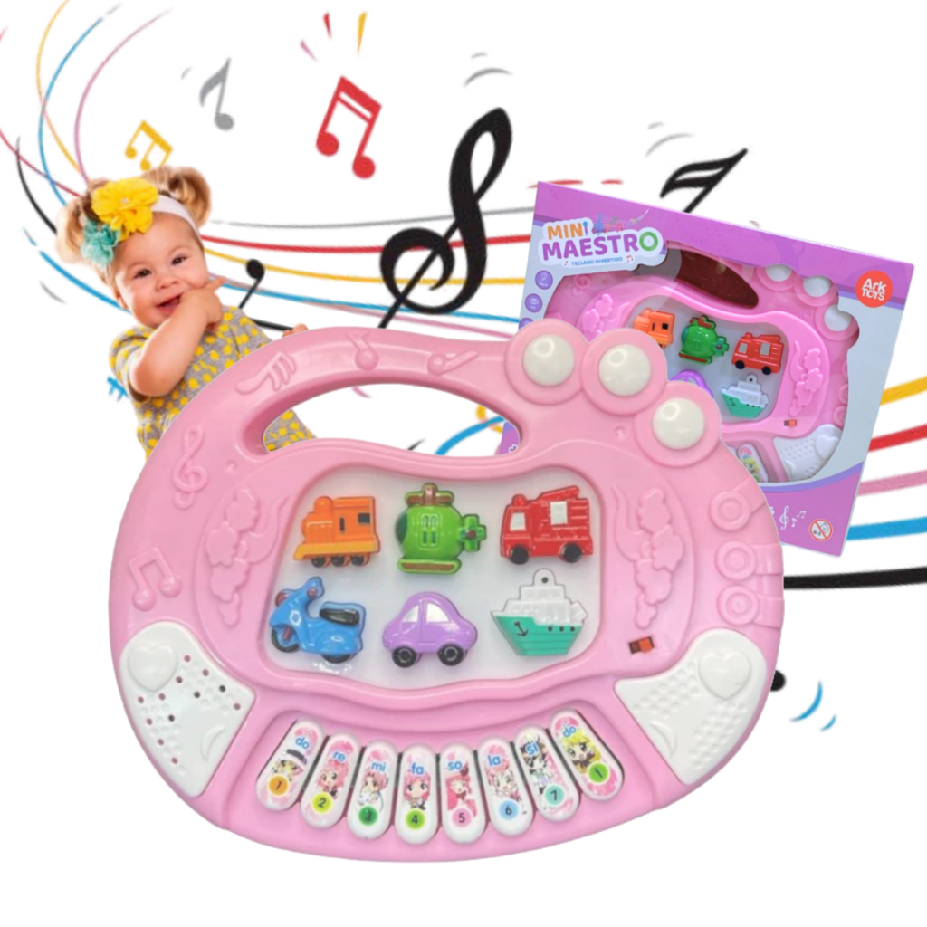 Teclado de carros Infantil de Animais Educativo com Luz, Música e Sons Divertidos para os Pequenos