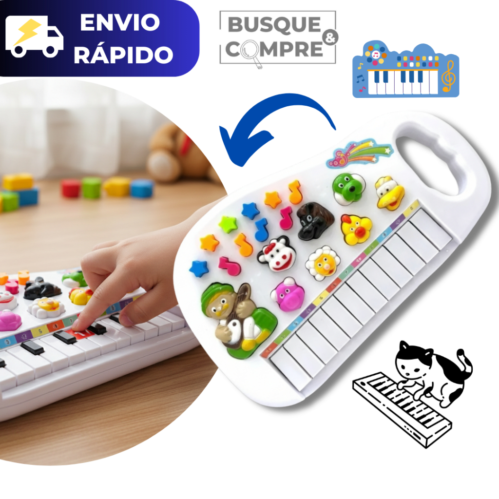 Teclado Infantil Musical com Sons de Animais para Crianças Pequenas