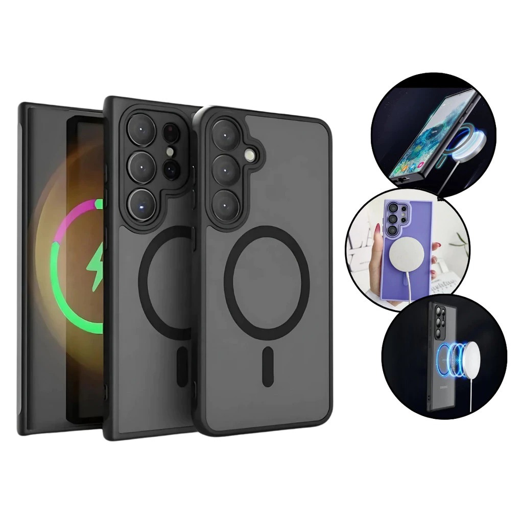 Capinha Capa Para S23 Ultra S24 Ultra S25 Ultra Fosca Anel Magsafe Magnética Case Protetor Suporte