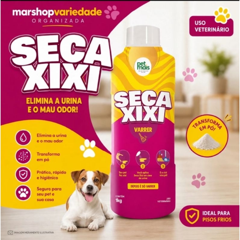 Seca Xixi Higienizador De Urina Pet Cães e Gatos Absorve e Transforma em Pó 1kg - Pet Mais