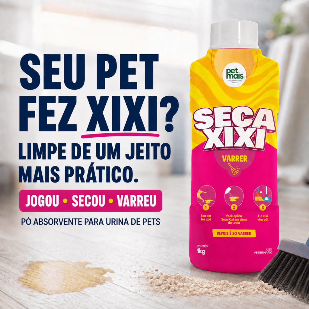 Seca Xixi 1kg Varreu Secou Absorve Urina Cães Gatos Pet Mais