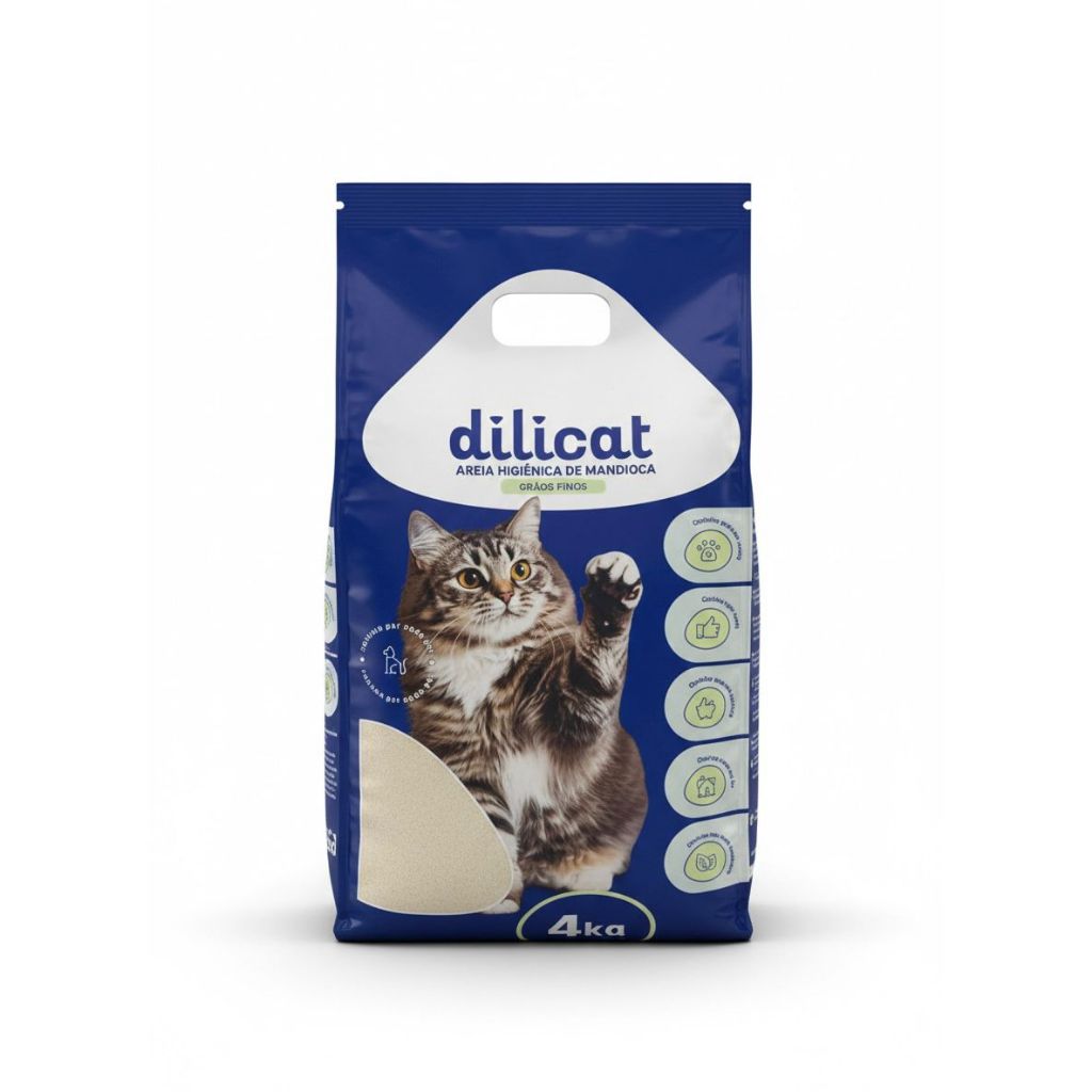 Areia Higiênica  De Mandioca Para Gatos Biodegradável Absorve Xixi Fácil 4Kg