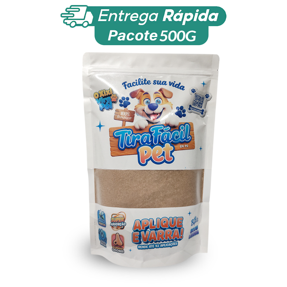 Pó Higiênico P/Cães Gatos Tira Fácil PET - Seca e Absorve Cocô, Xixi, Vômito em segundos - Perfumado