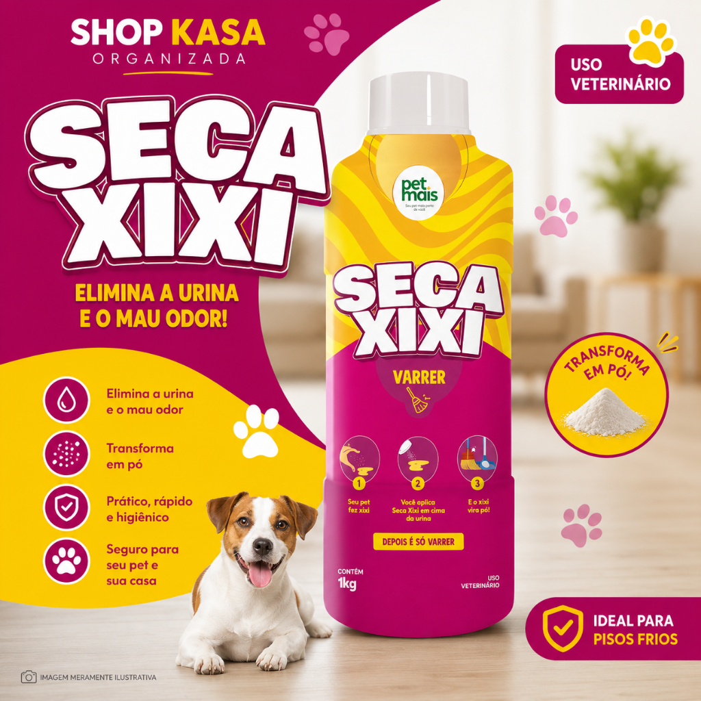 Pó Seca Xixi Varrer Petmais 1kg Absorve Urina Elimina Odor Cachorro Gato