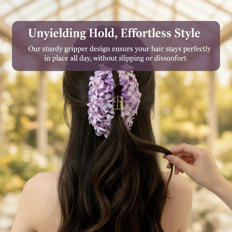 [BANY] Garra De Cabelo Em Acrílico Sólido Com Design Floral , Ideal Para Férias , Praia , Estilo Bom