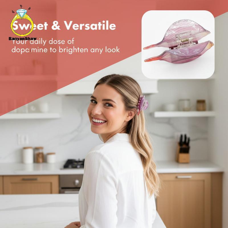 [BANY] Grampos De Garra De Cabelo Acrílico Na Moda Formato De Vegetal Alface Tomate Cebola Padrão Leves Para Meninas Uso