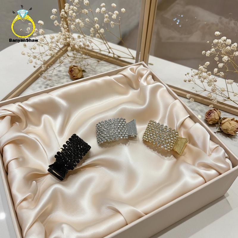 [BANY] Clipes De Garra De Cabelo Com Decoração De Strass E Glitter , Suportes De Rabo De Cavalo Antiderrapantes Para Men