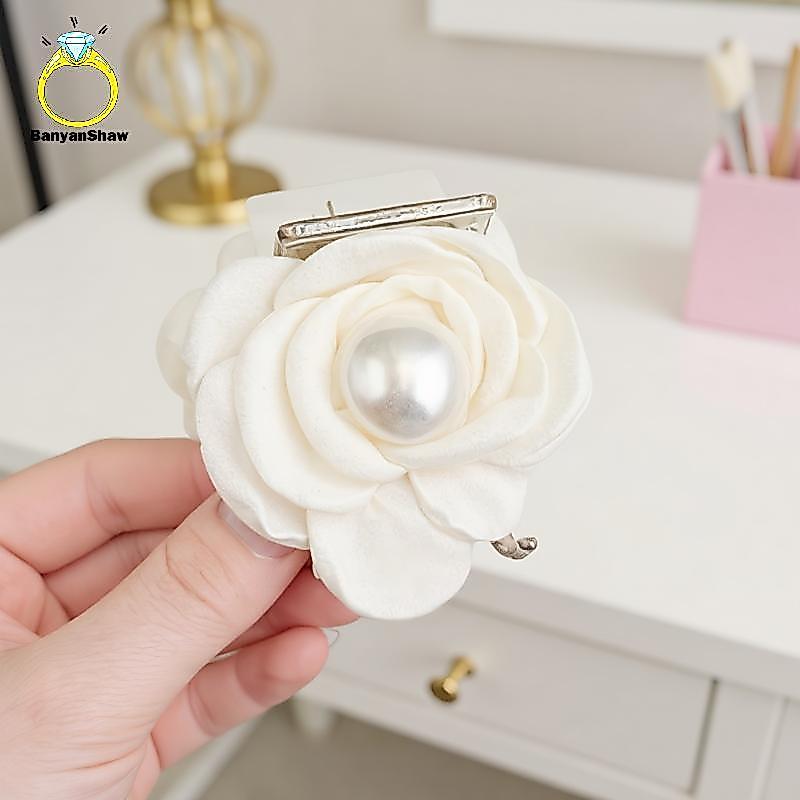 [BANY] Elegante Rosa Flor Garra De Cabelo Para Mulheres Meninas Doce Ornamento Ba Cabeça Floral Grampo Moda Acessórios B