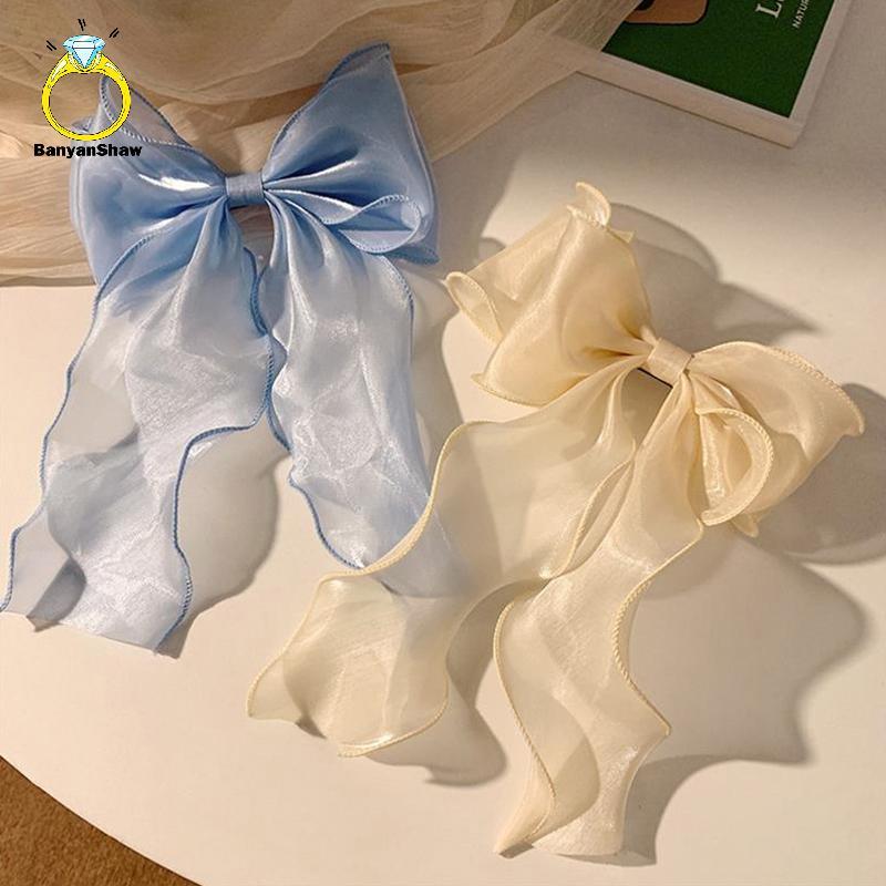 [BANY] Grampos De Cabelo De Fita De Laço De Malha Doce Suave Feminino Ba De Cabeça Super Fada Avançados Acessórios De Mo
