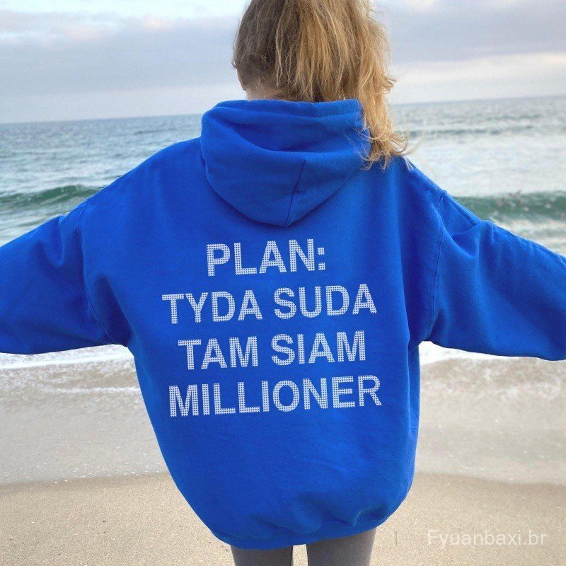 Cross-Border tamanho europeu caído mangas de ombro inverno feminino forro de lã solto moletom novo estilo capuz