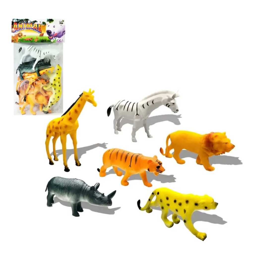 6 Animais Borracha Savana Africa Leão Tigre Girafa Guepardo